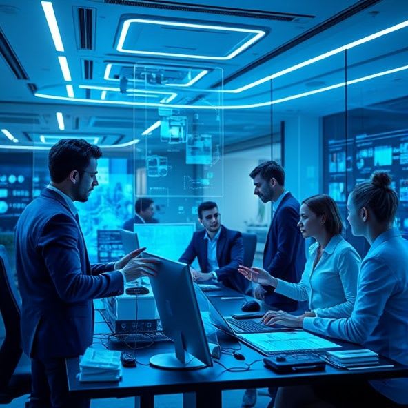 employees in a meeting