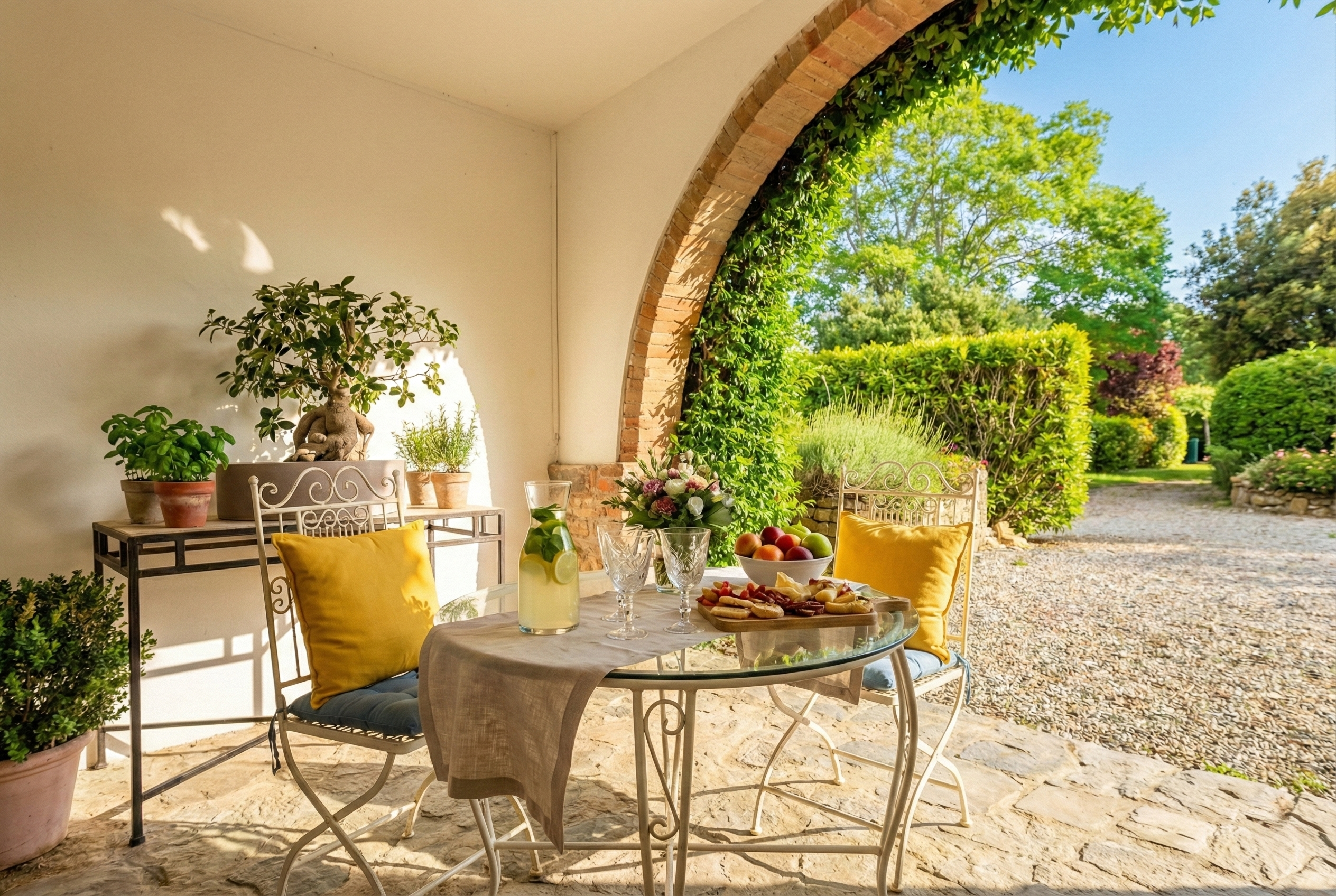 Tuscan villa garden with olive trees and lavender — Tailored Gardens by Maneri