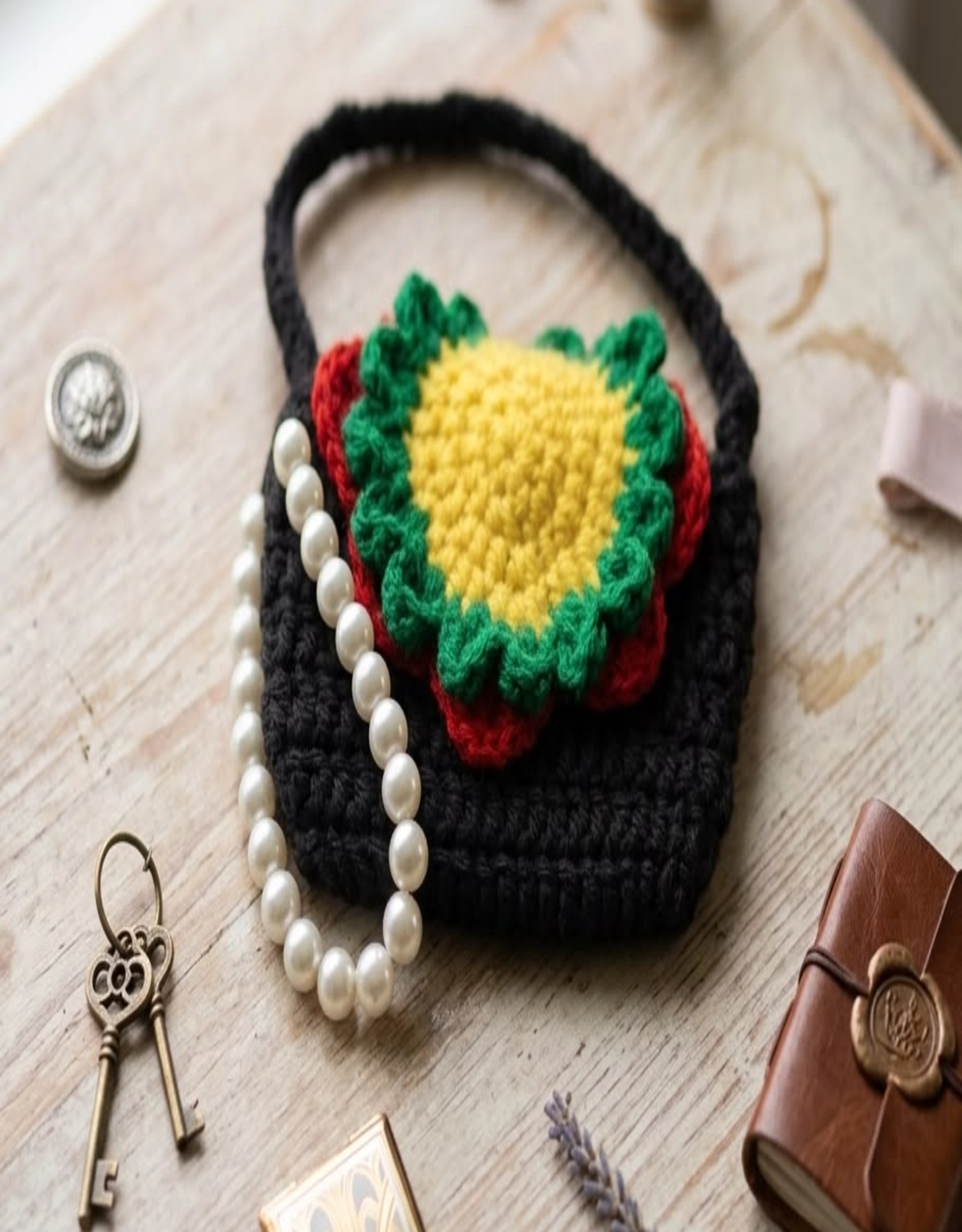 Crochet Floral Mini Sling Bag