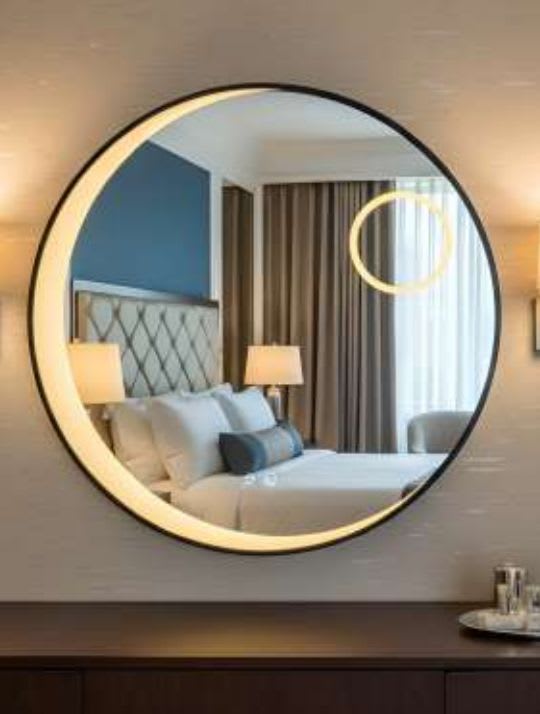 Brizzio PS FA030 Round Black Frame LED Mirror