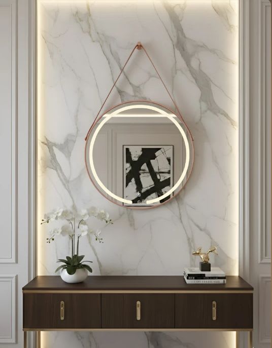 Brizzio PS FA029 Round Rose Gold Frame LED Mirror