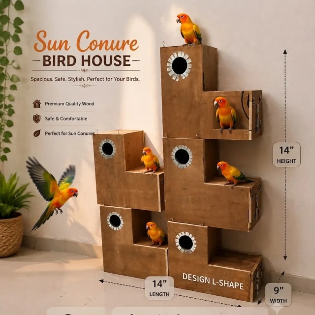 Sun conour L shape breeding Box  lenth -14inch, hight 14inch , width -9inch by Petmaza