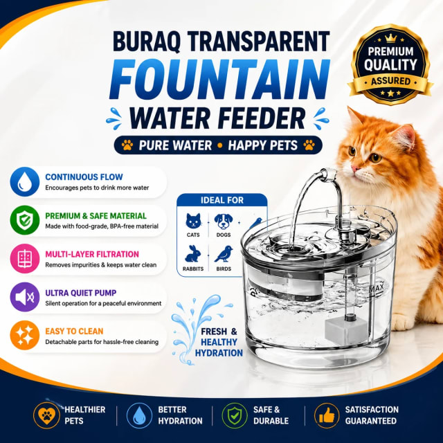 Transparent Water Fountain Water Feeder by Petmaza