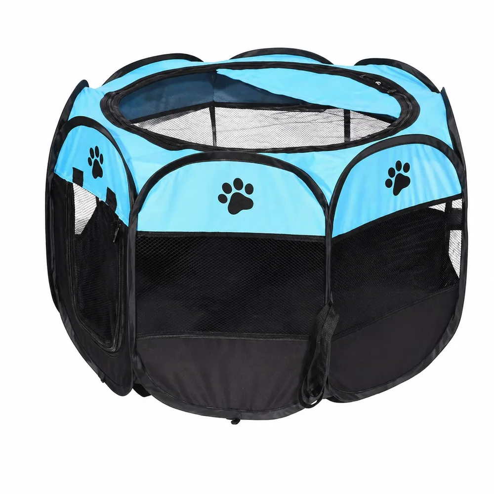 Portable Foldable Pet Playpen with Mesh Panels by Petmaza
