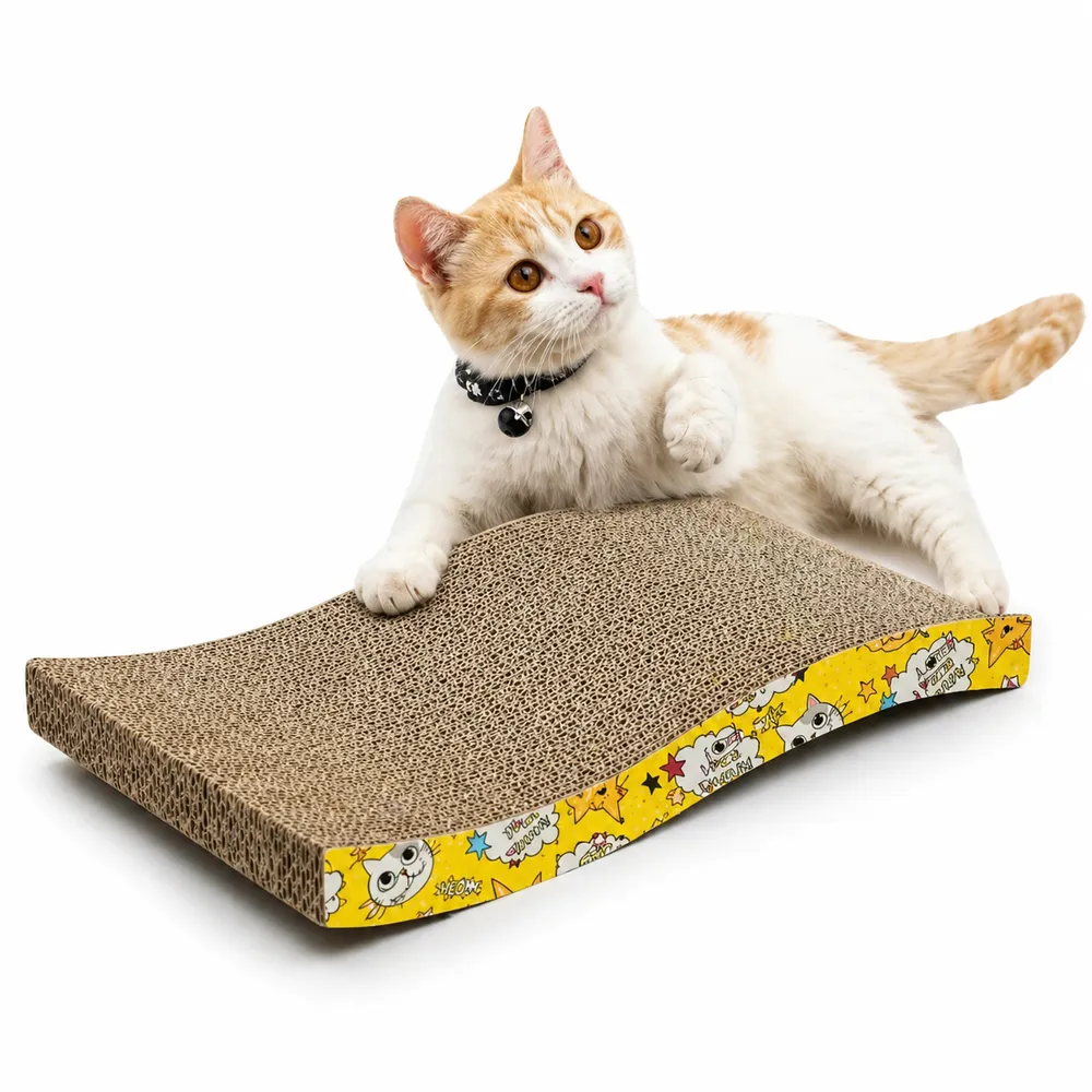 Curved Cardboard Cat Scratcher Lounge Bed by Petmaza