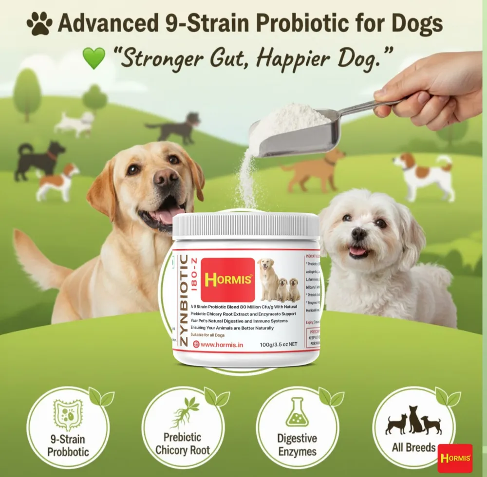 HORMIS ZYNBIOTIC 180-Z Dog Probiotic Powder 100g by Petmaza
