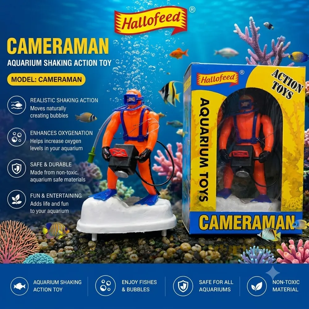 Hallofeed cameraman Aquarium shaking Action Toy by Petmaza