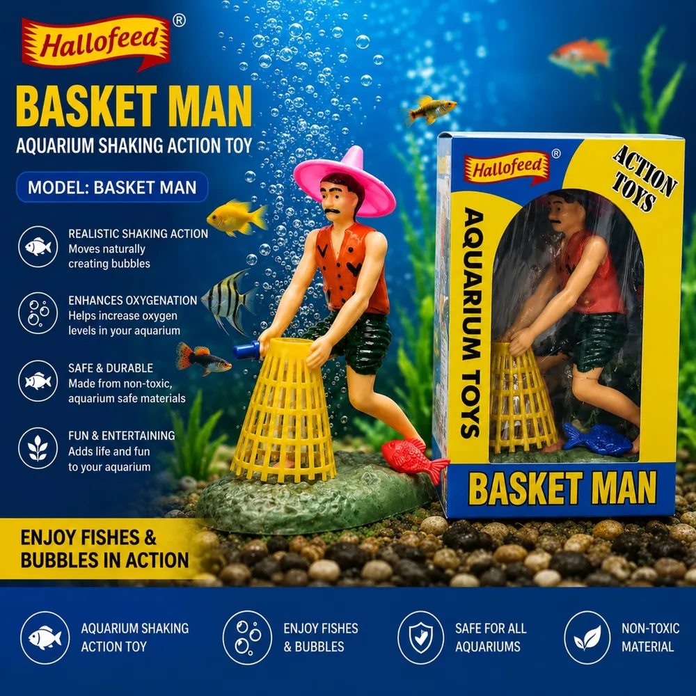Basket man Aquarium  shaking Action  Toy Model-Basket Man by Petmaza