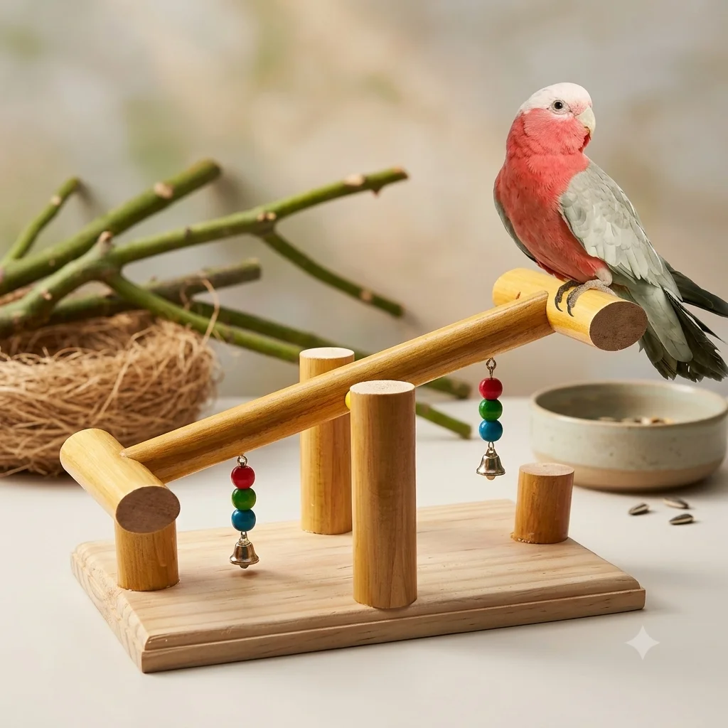 Wooden Seesaw For Birds by Petmaza