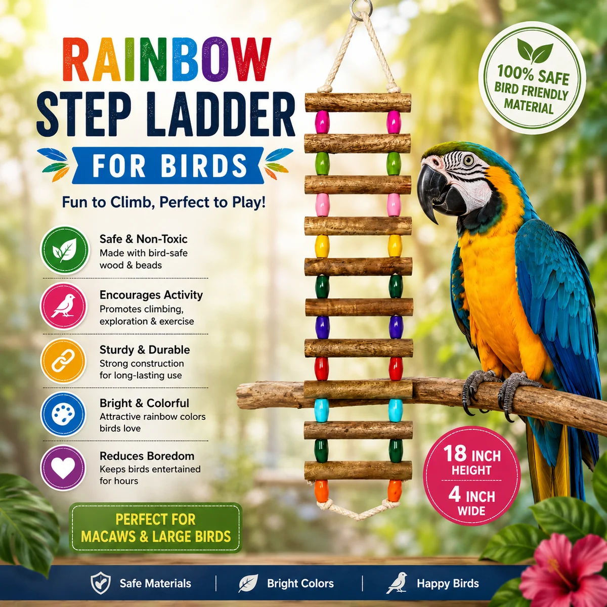 Rainbow Step Bird ladder by Petmaza