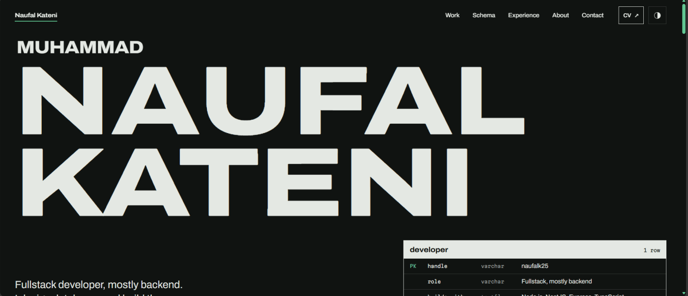 Screenshot of portfolio