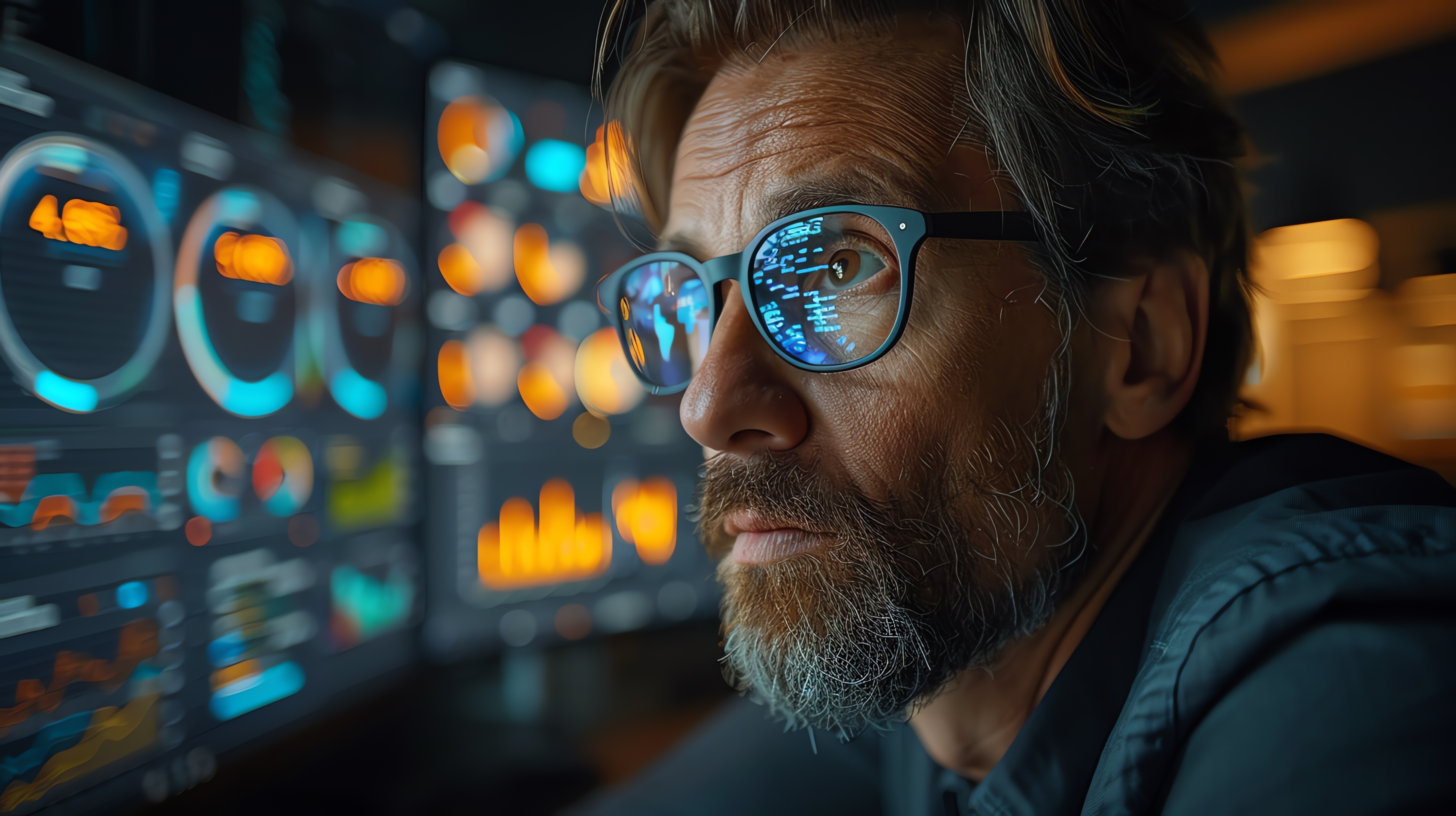 Brand manager at a laptop reviewing campaign analytics at night