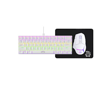 Combo Gamer RAPTOR Teclado 68% + Mouse RGB 8000 DPI White + Mouse Pad