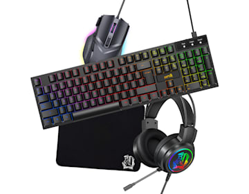 Combo Gamer RAPTOR Teclado Membrana 104 teclas + Mouse RGB 7200dpi + Mouse Pad S + Auricular 3.5