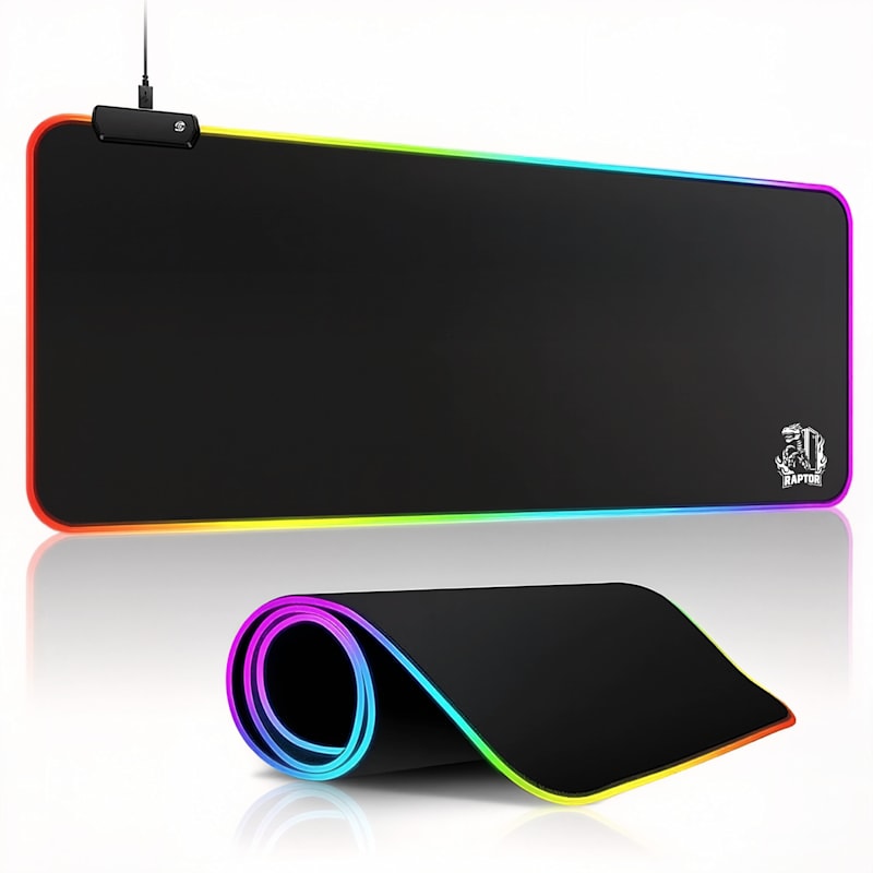 Mouse Pad Gamer RAPTOR Ultra Glide RGB Antideslizante Impermeable XL