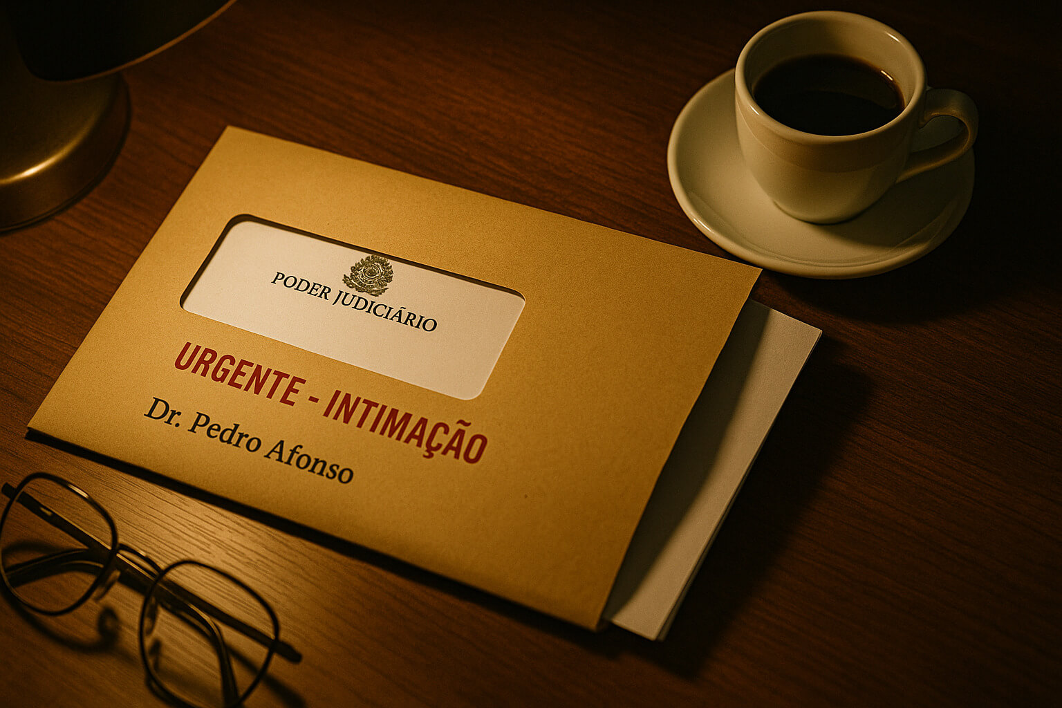 Envelope oficial com intimação judicial