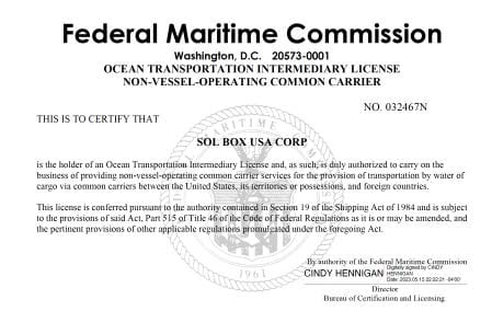 Licencia FMC de operación marítima