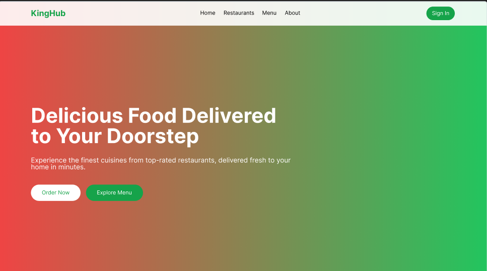 King Hub - Food Delivery UI