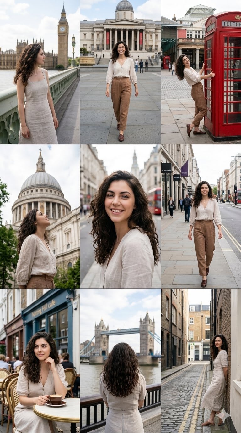 Nano Banana Pro 2.0 — 3x3 Travel Profile Grid