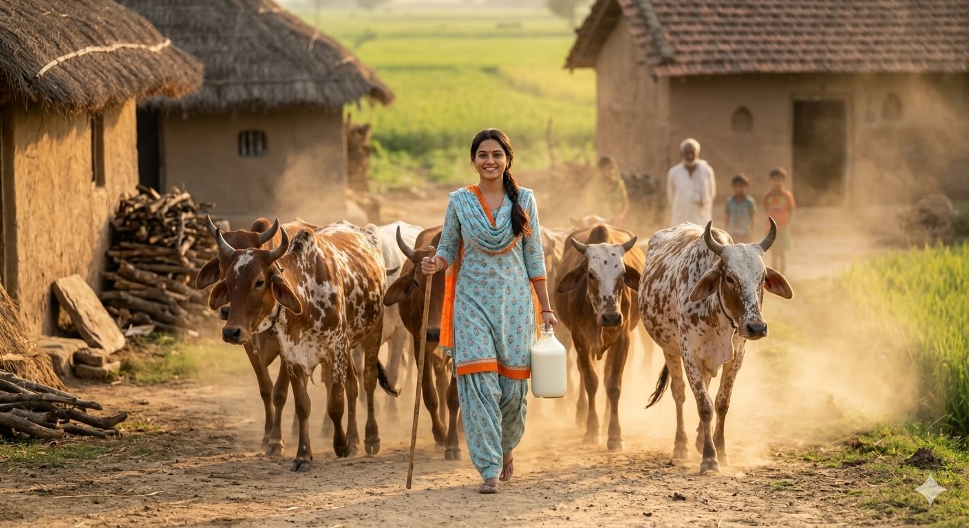 Indian Village Cattle Herding — Nano Banana example 2