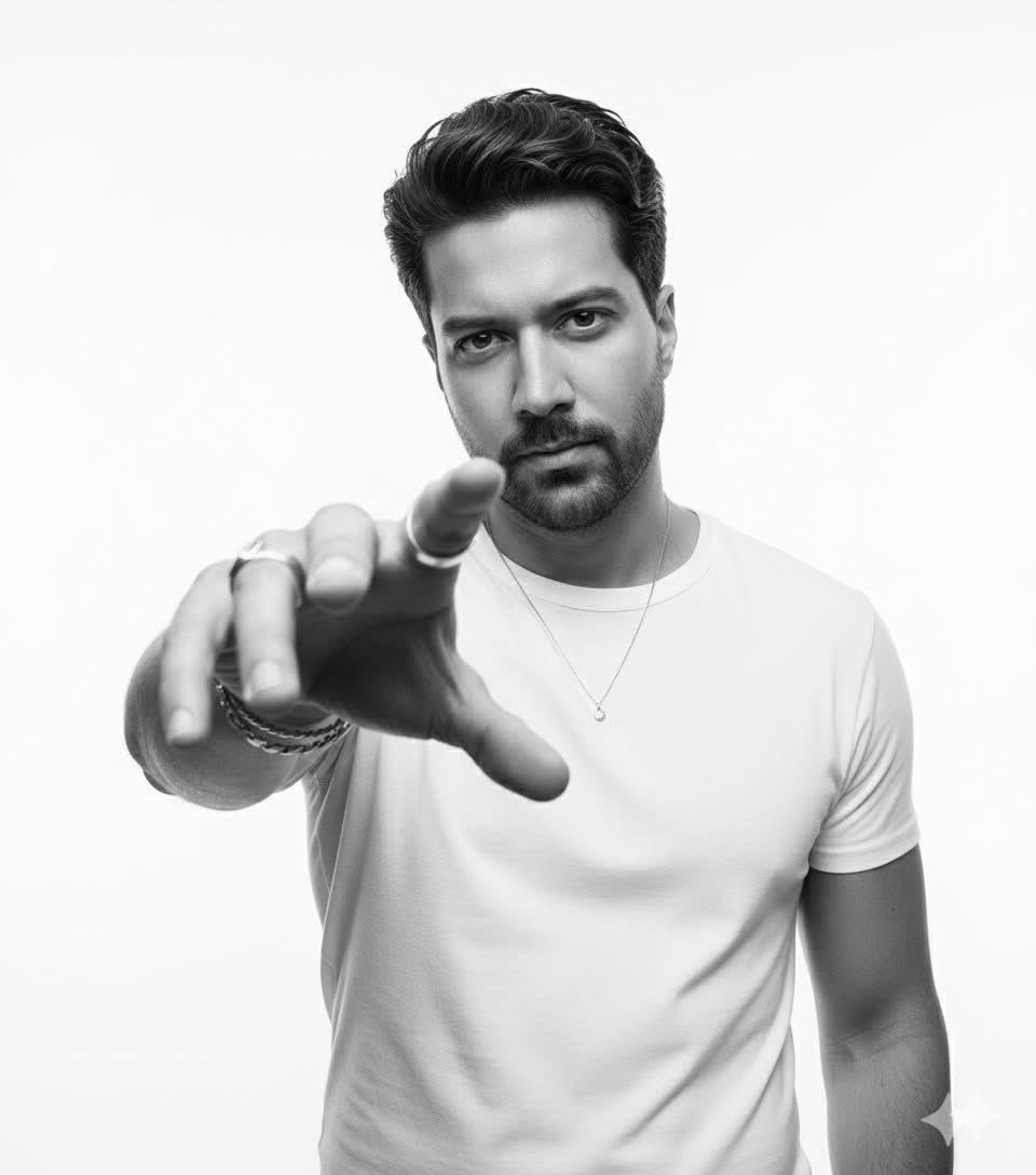 High-Key B&W Cinematic Portrait example 1