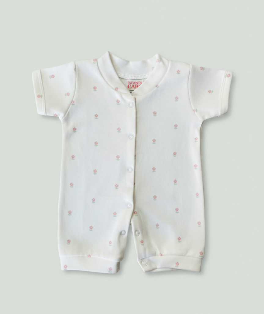 Half Romber Flower Print- Pure White