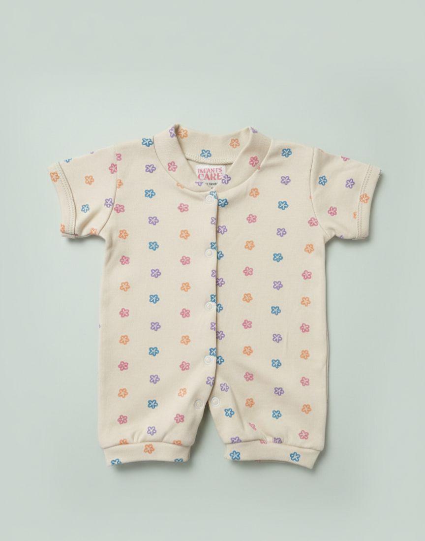 Half Romber Flower Print - Light Beige