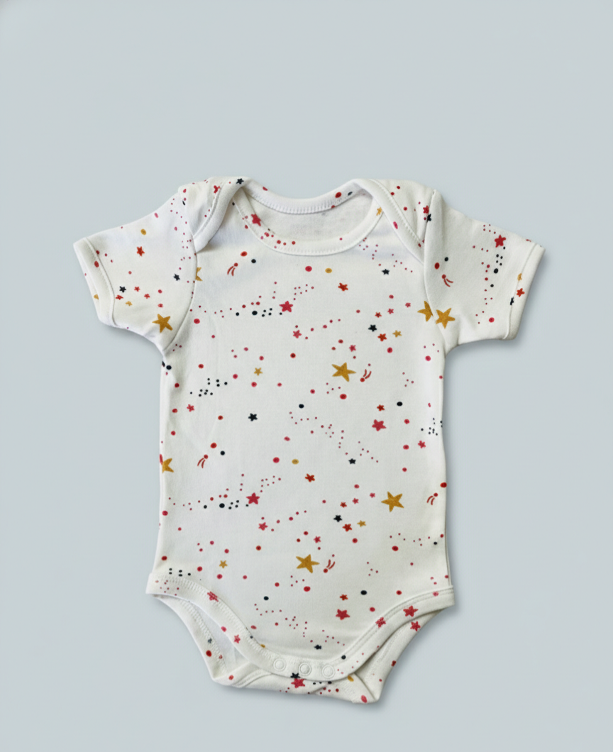 Onesie Star & Dot Print - Alabaster Grey