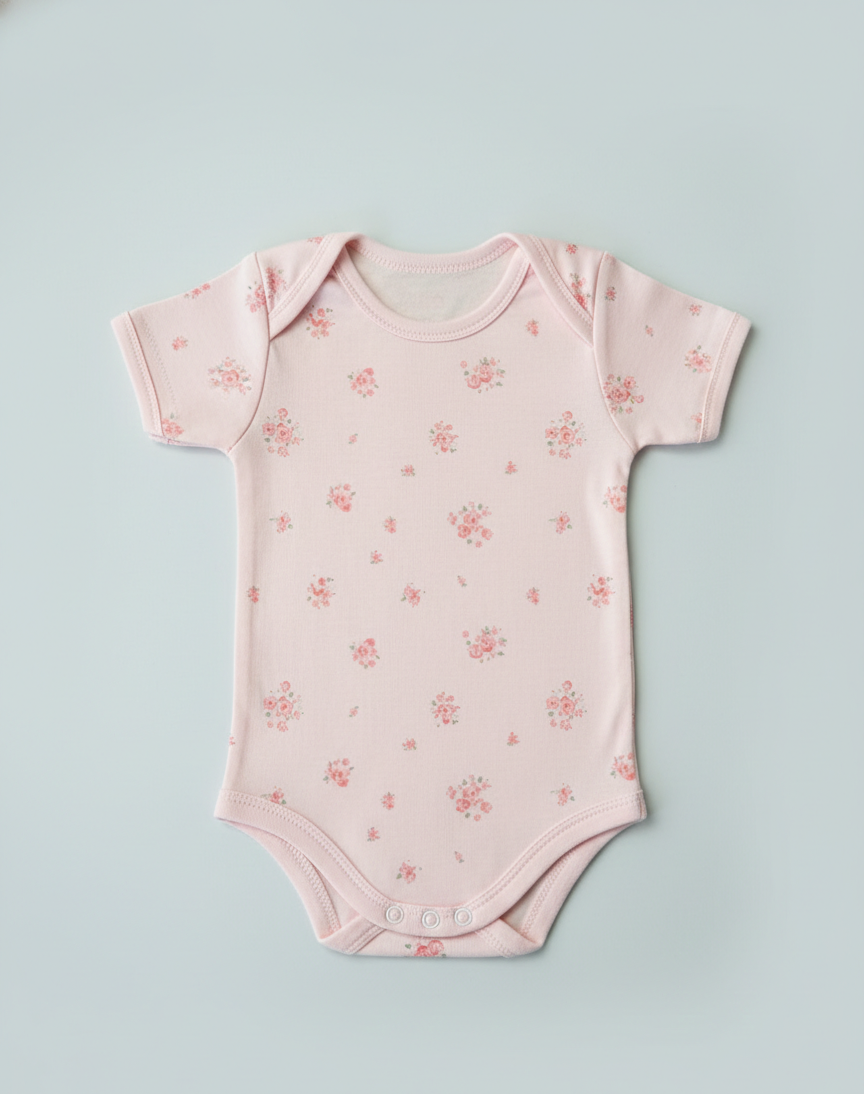 Onesie Flower Print - Pale Rose