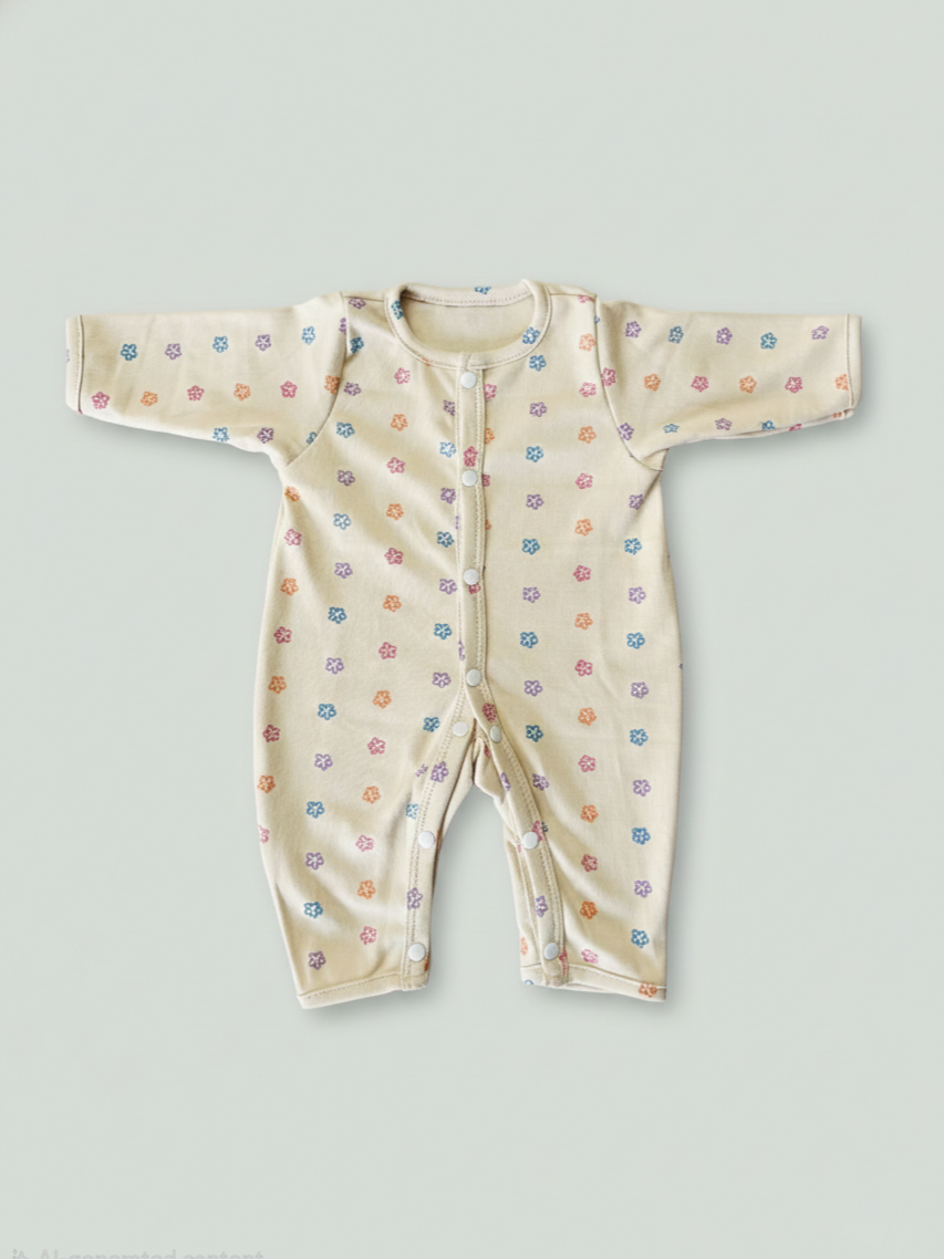 Jumpsuit Flower Print - Beige