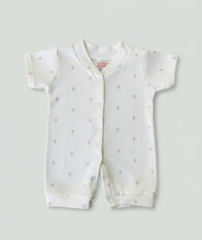 Half Romber Flower Print- Pure White - image 1