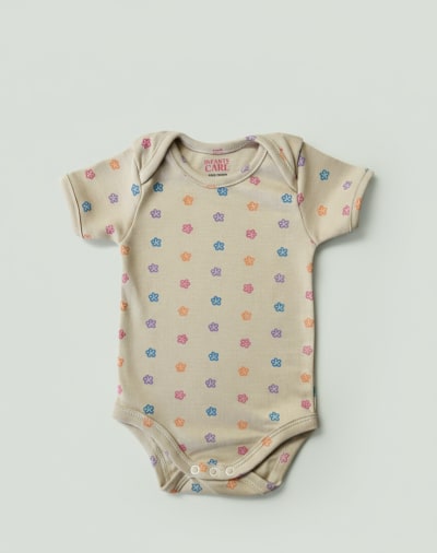 Onesie Flower Print - Beige - image 1