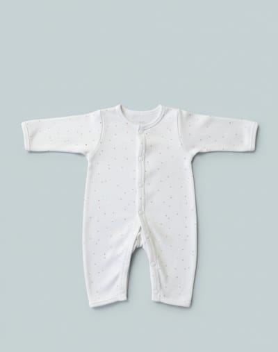 Jumpsuit Dot Print - Pure White - image 1