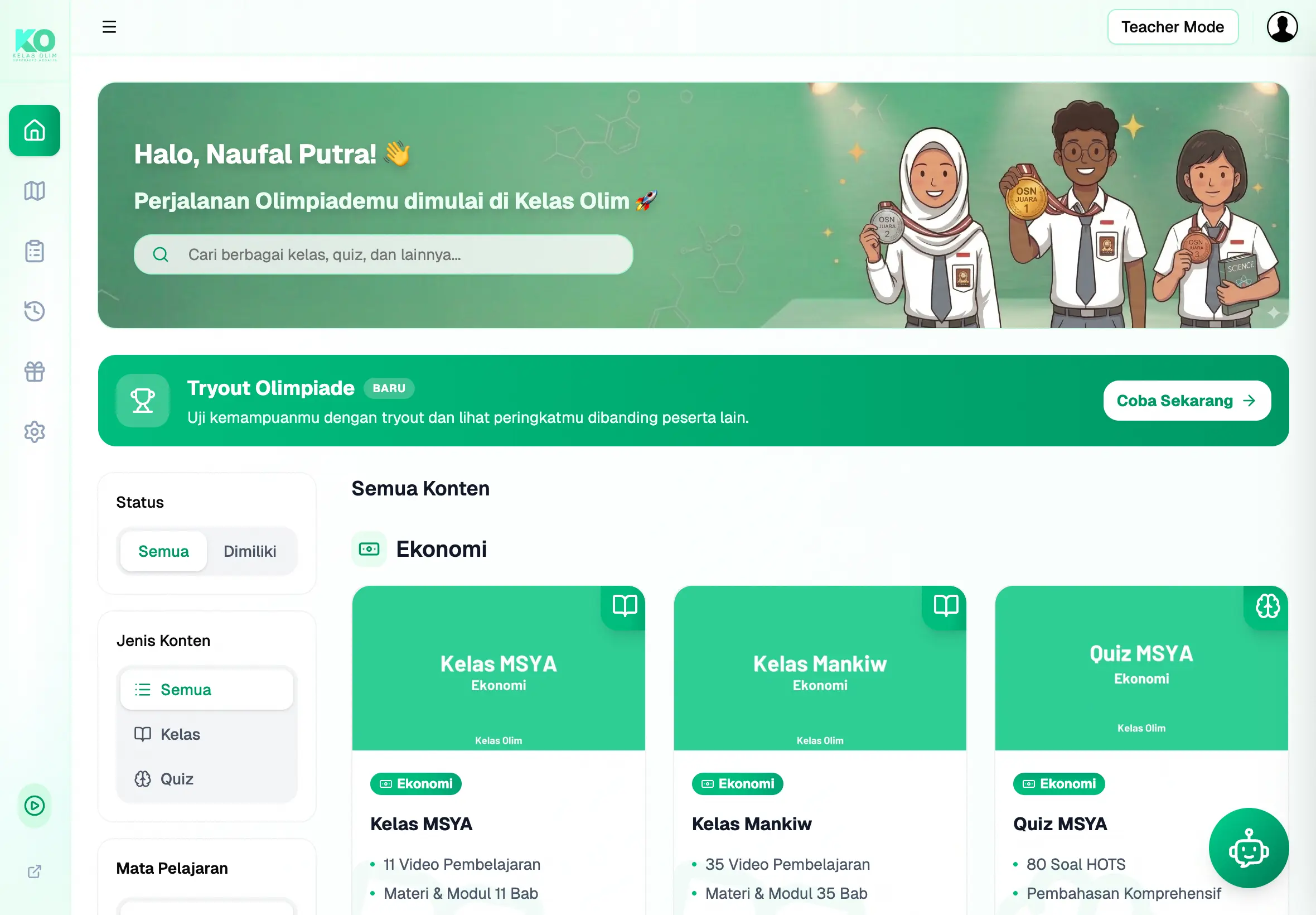 Kelas Olim Dashboard