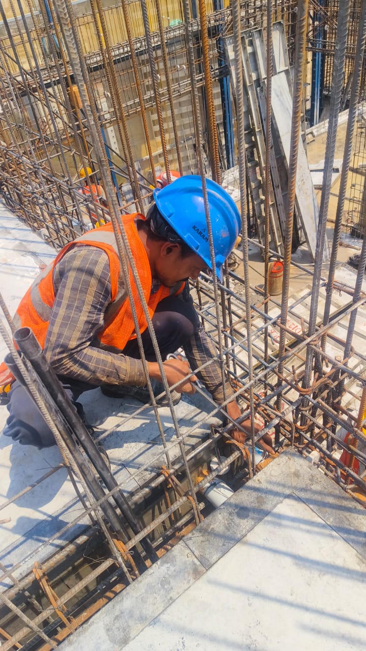 Project engineer reviewing site works