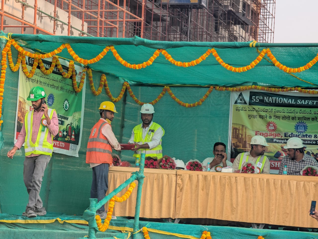 Fire fighting engineer at site