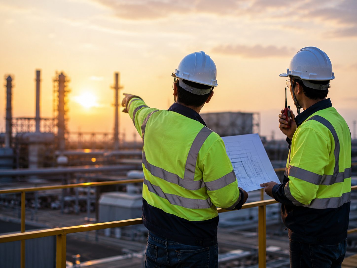 Construction safety team on project site