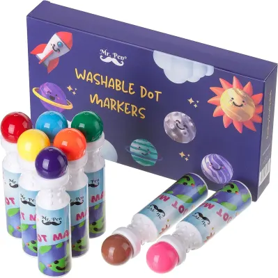  Washable 8 Colors Dot Markers 2 Pack Set - Paint Daubers for  Kids - Toddlers - Non-Toxic Bingo Daubers Arts and Crafts Supplies -  Includes 200 Plus Fun Downloadable Coloring PDF