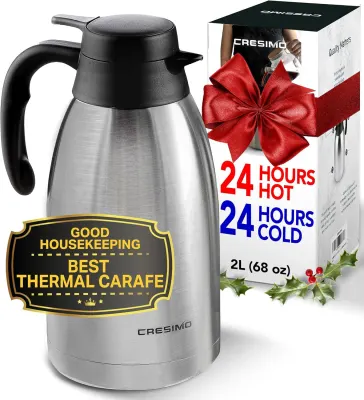  68 Oz Insulated Thermal Coffee Carafe Stainless Steel Double  Walled Vacuum Coffee Thermos, Hot Water, Tea, Hot Beverage Dispenser, Keep  24 Hour Heat Retention/12 Hour Cold Retention (Sliver, 2L): Home 