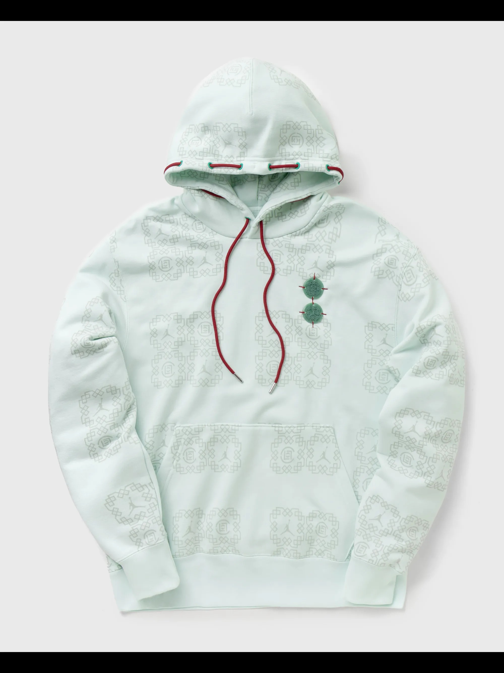X CLOT JADE FLEECE HOODIE BARELY GREEN / LIGHT SILVER / STORMRED