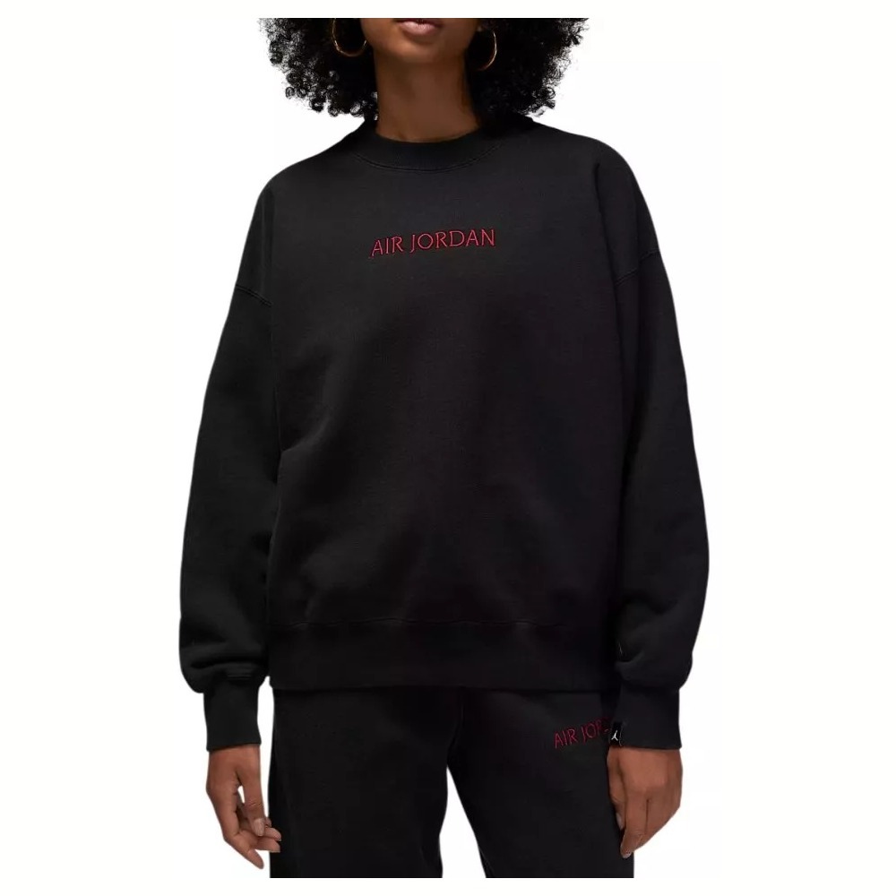 WORDMARK FLEECE CREW BLACK / GYM RED