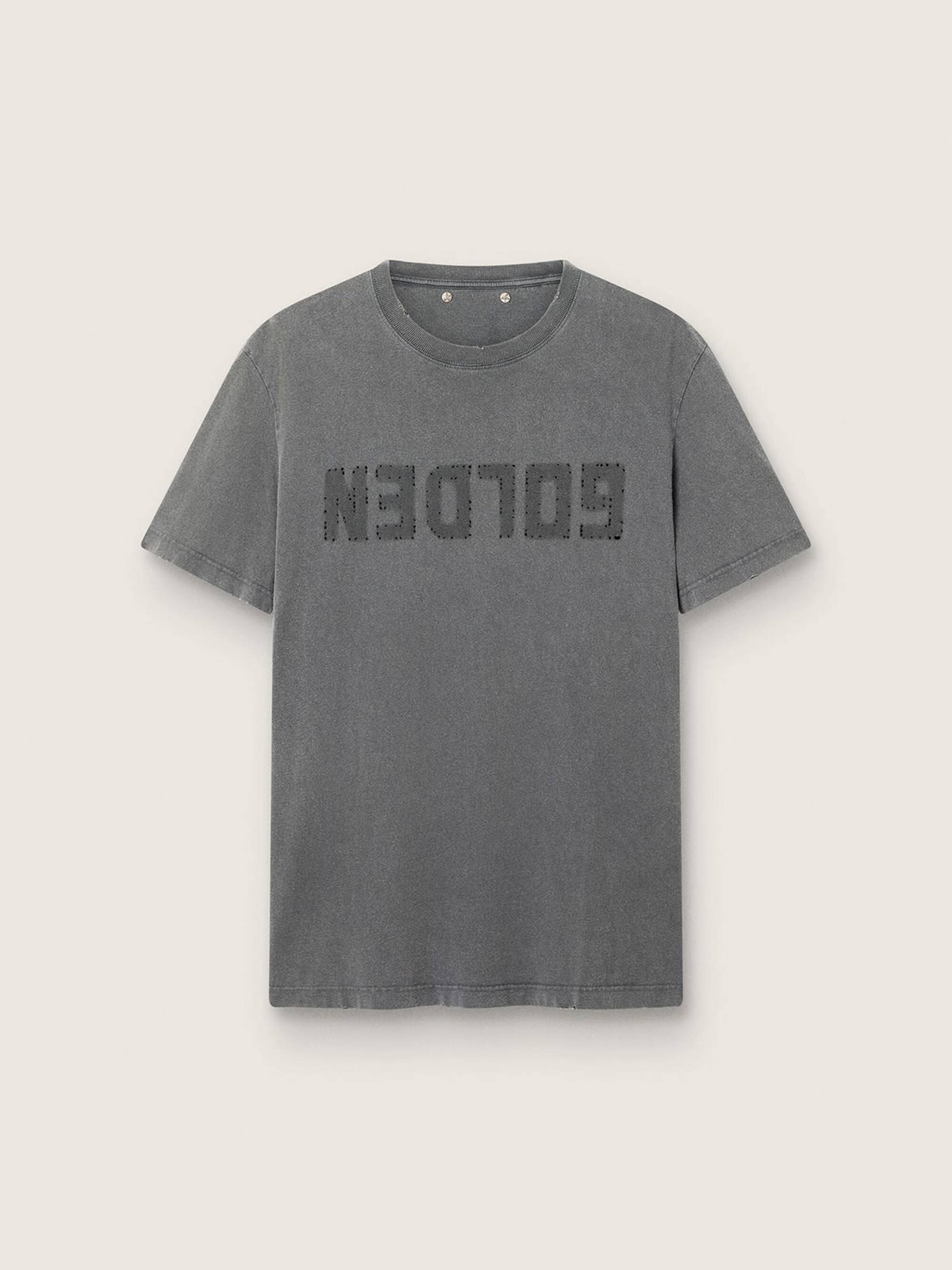 GOLDEN M'S REGULAR T-SHIRT DISTRESSED COTTON JERSEY WITH LOGO