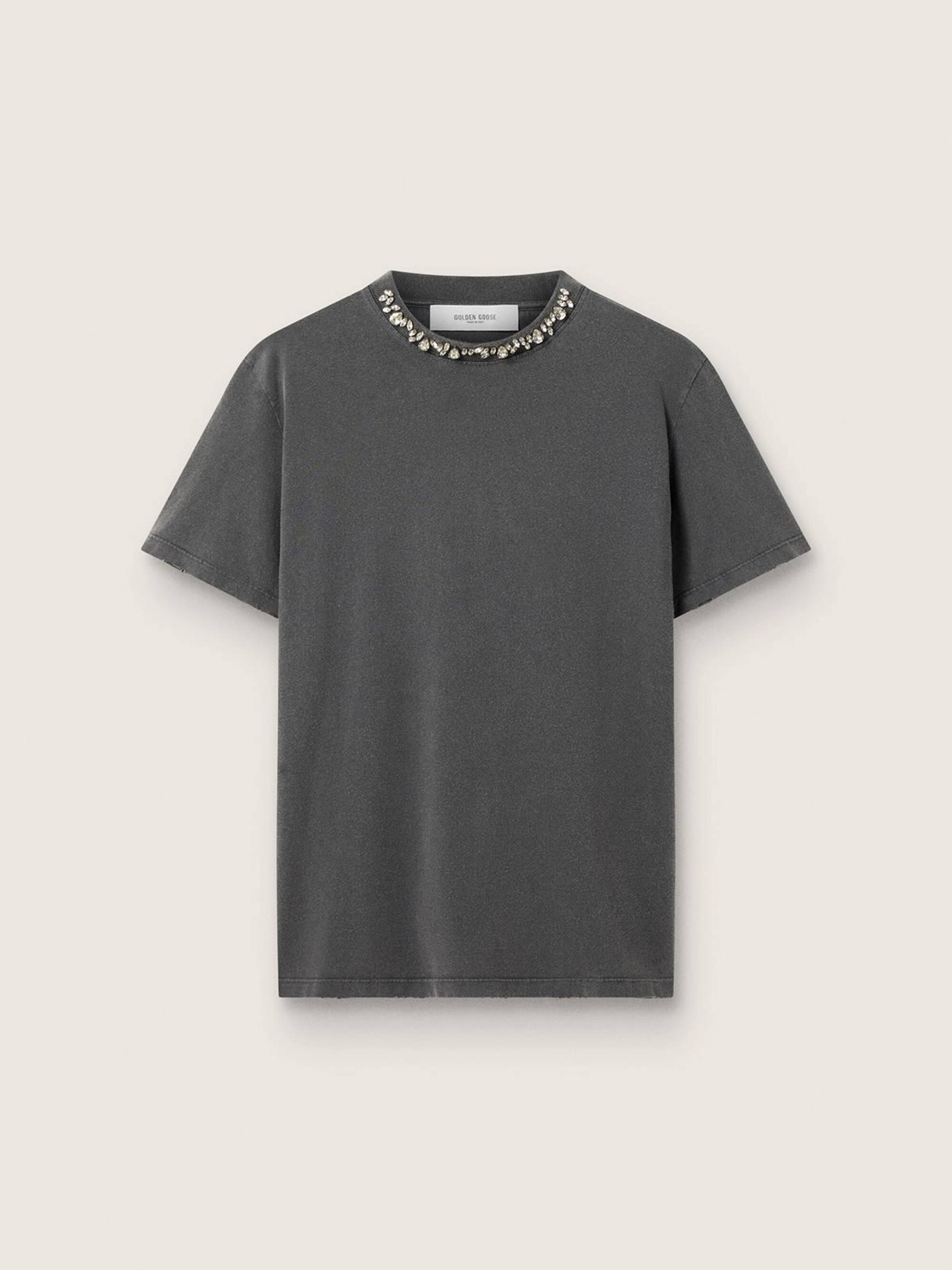 GOLDEN W'S REGULAR T-SHIRT DISTRESSED COTTON JERSEY WITH EMBROIDERY