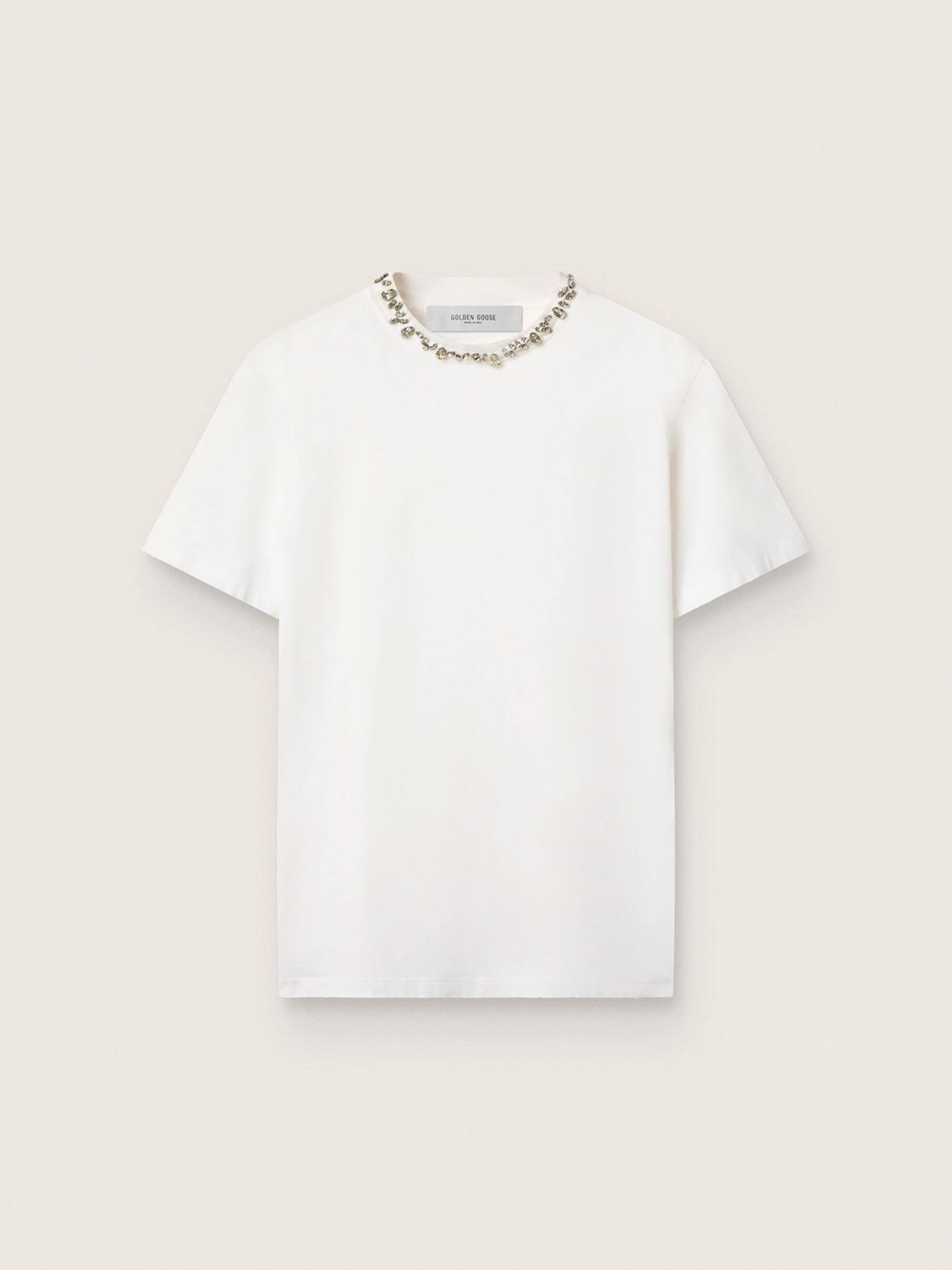 GOLDEN W'S REGULAR T-SHIRT DISTRESSED COTTON JERSEY WITH EMBROIDERY