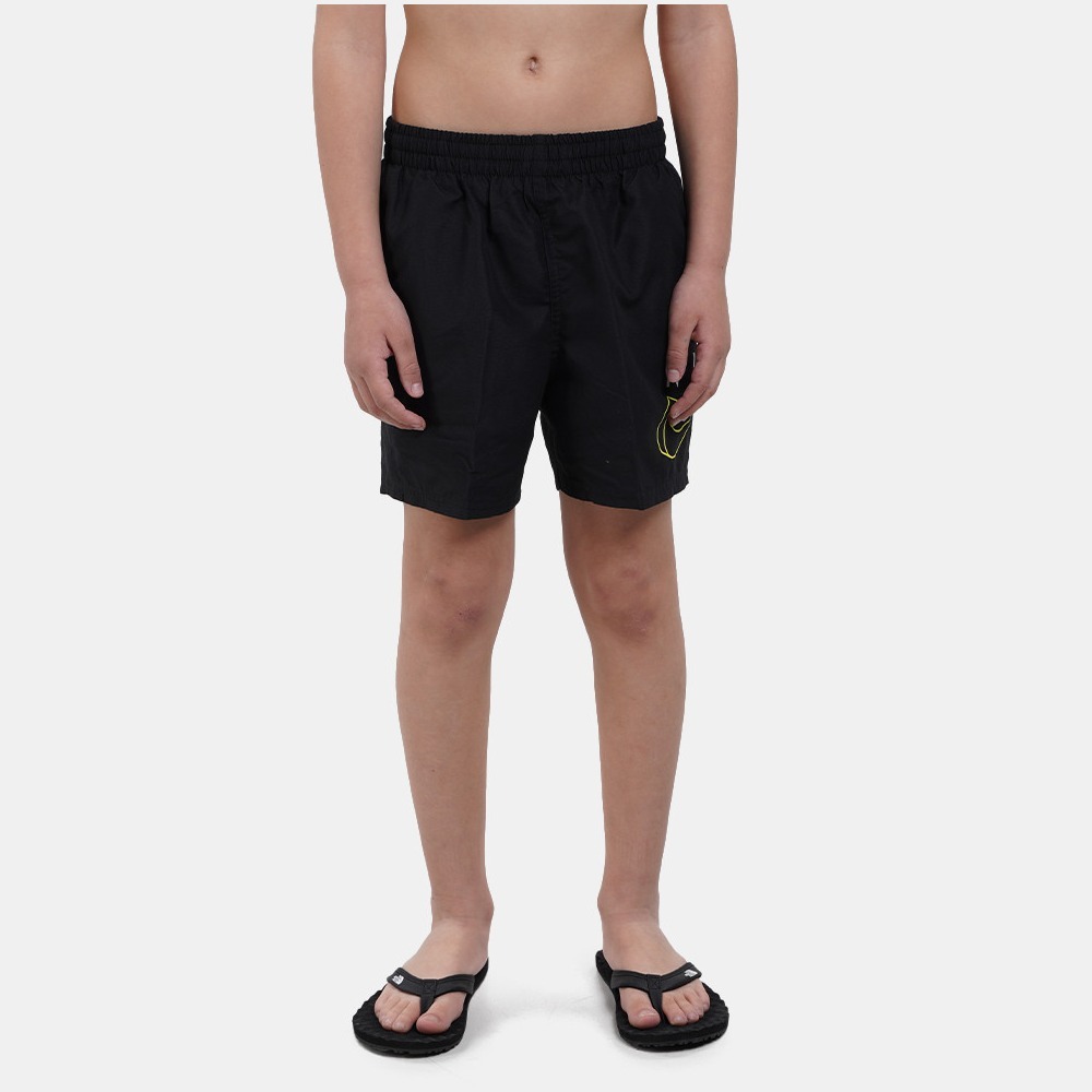 SWIMMING SHORTS BOYS SPLIT LOGO LAP 4 INCH BLACK 2