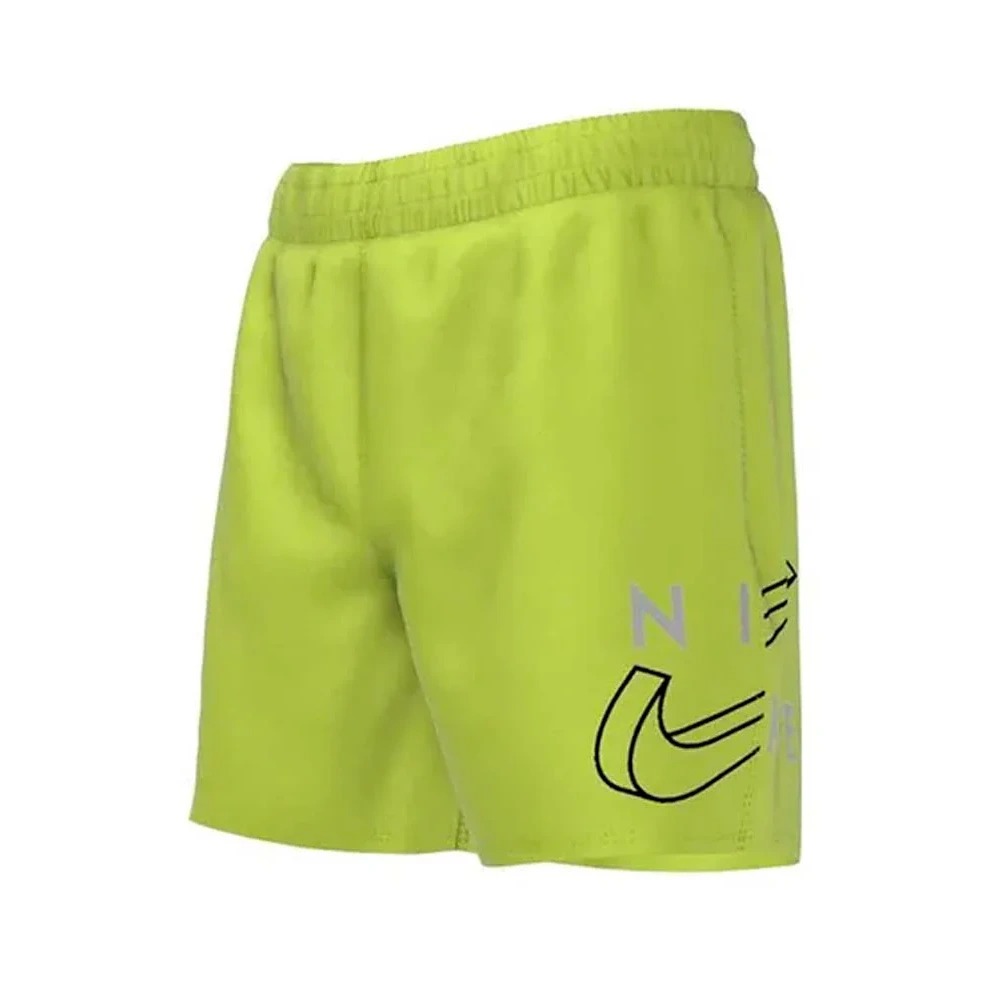 SWIMMING SHORTS BOYS SPLIT LOGO LAP 4 INCH ATOMIC GREEN 2