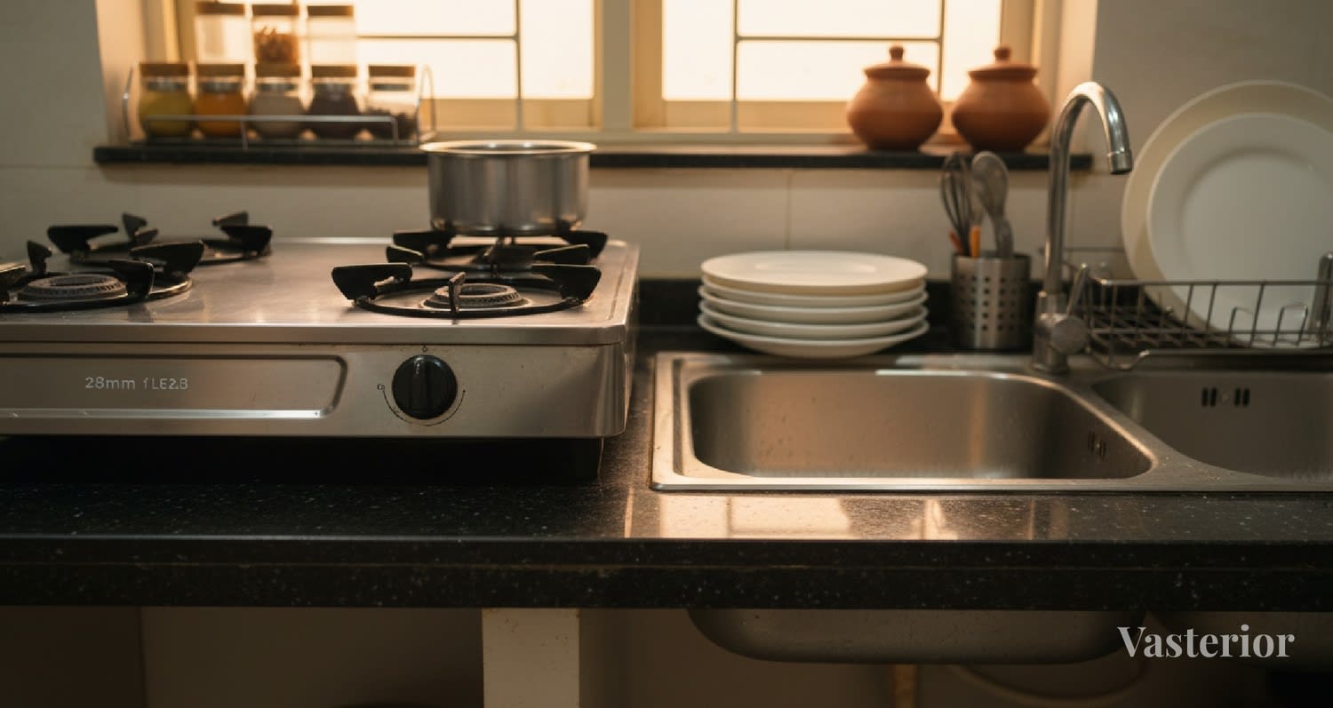 Why Abundance Feels Delayed: Vastu Mistakes Affecting Finances - 8. Fire-Water Clash in the Kitchen - 1