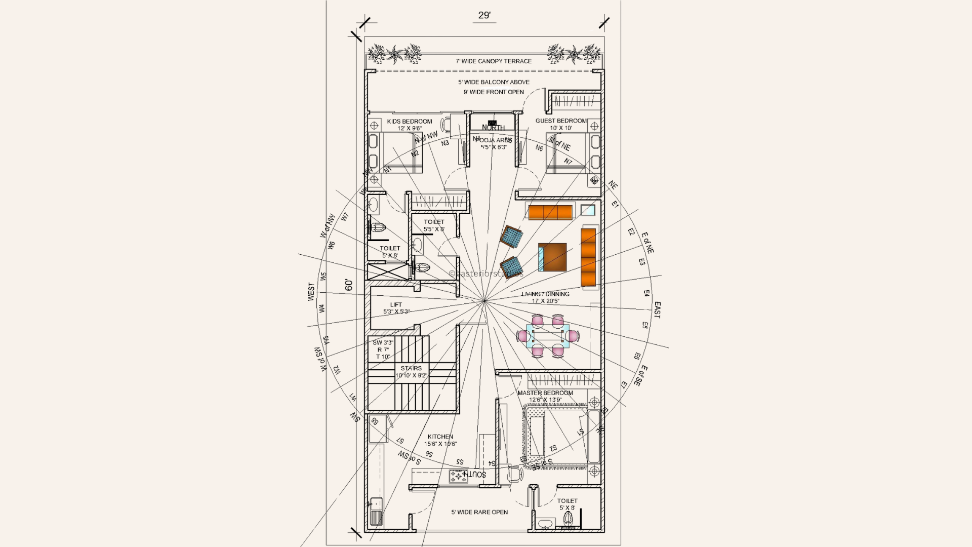 Classical garden with pool and statues