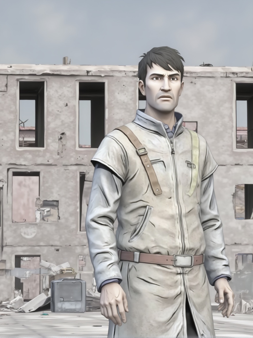 Output for the Glif "Make yourself in "The Walking Dead" game style "