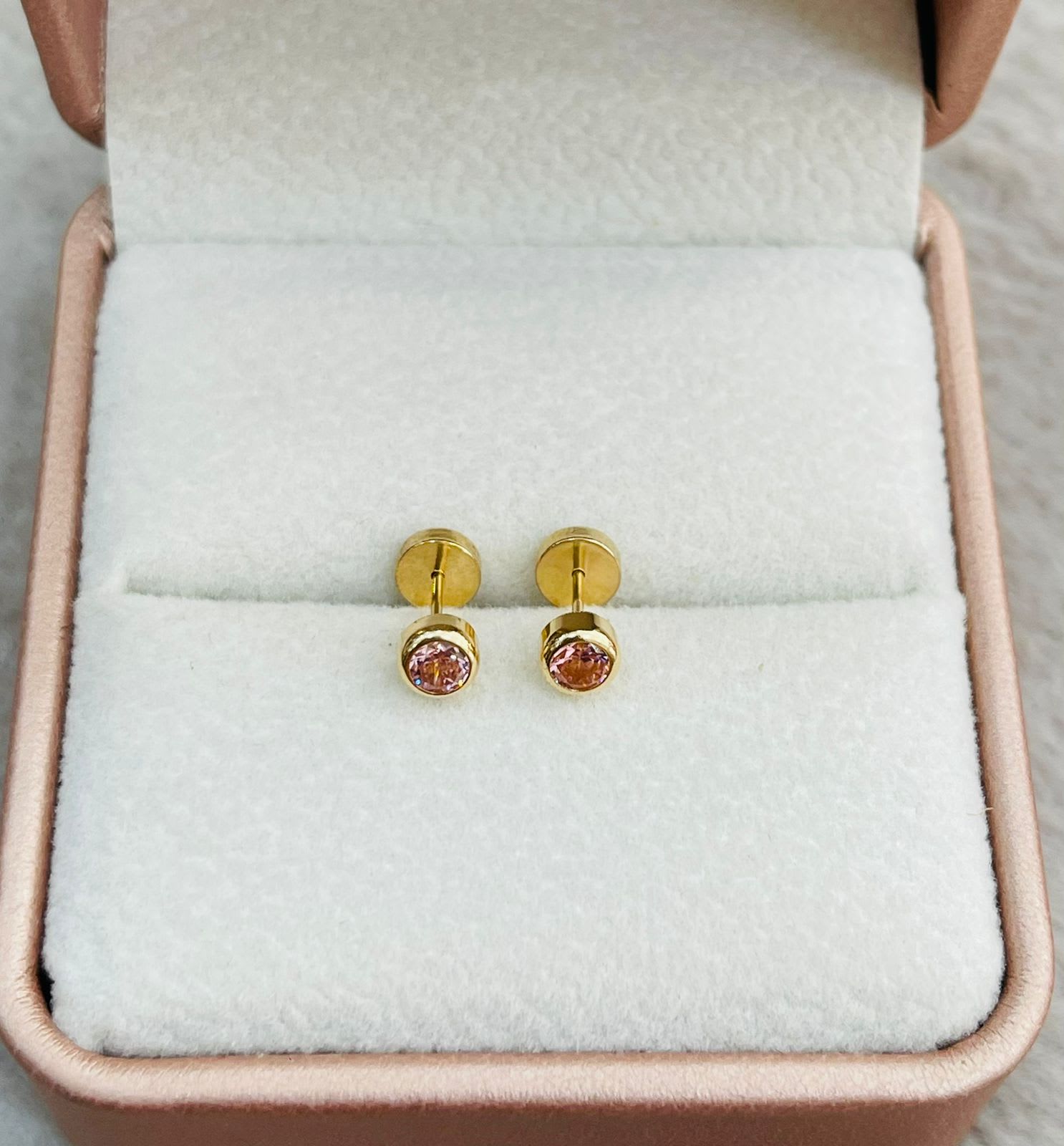 Aritos Abridores de Oro 18k Tamborcito Circon